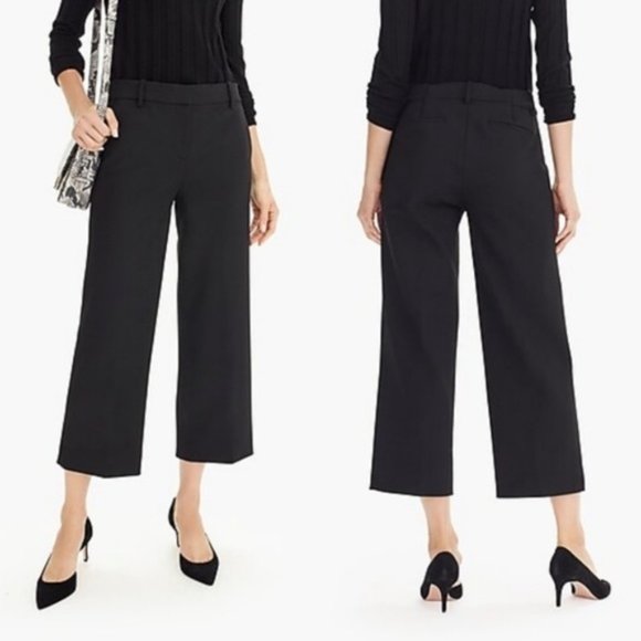 J. Crew High Rise Peyton Wide Leg Pants in Four Season Stretch Black Size 0